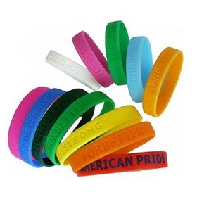 Custom Debossed Silicone Wristbands with Color Filled, 8" L x 1/2" W