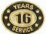 Custom Stock Die Struck Pin (16 Years Service)