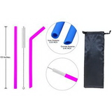 Custom Reusable Silicone Colorful Drinking Straw, 10" L x 23/50" Diameter