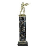Custom Single Marbled Column Trophy w/Figure Mount (14 1/2