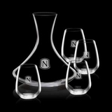 Custom 32 Oz. Senderwood Crystalline Decanter W/ 4 Stemless Wine Glass