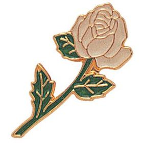 Blank Long-Stem White Rose Award Pin, 7/8" L