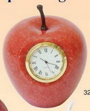 Custom Red Marble Apple Paper Weight w/ Analog Clock (Screened)