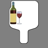Custom Hand Held Fan W/ Colorized Wine Bottle & Glass, 7 1/2