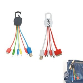 Custom 5 in 1 Charging Cable with Keychain, 6 2/5" L