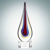 Custom Art Glass Red Teardrop Optical Crystal Award w/Clear Base (Large), 12 1/2