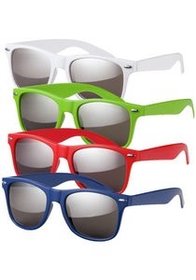 Custom Silver Mirrored Malibu Sunglasses, 5 3/4" L x 2" W