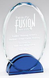 Custom Simple Elegance Blue / Clear Oval Crystal Award - 6 1/4'' H