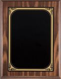 Blank Walnut Finish Plaque w/ Black Engraving Plate & Gold Border (7