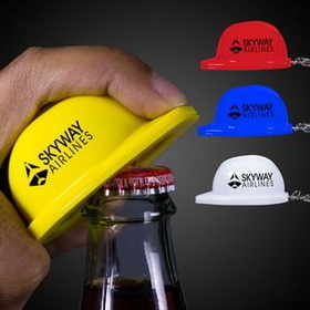 Custom Plastic Construction Hat Bottle Opener Key Chain