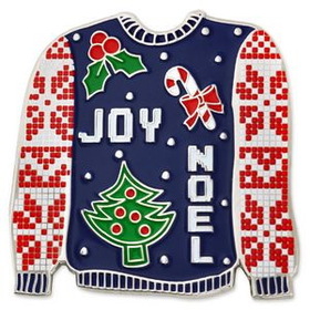 Blank Ugly Christmas Sweater Pin, 1 1/4" W x 1 3/8" H