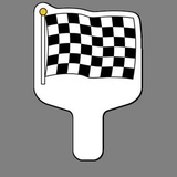 Custom Hand Held Fan W/ Full Color Checkered Racing Flag, 7 1/2