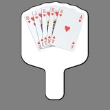 Custom Hand Held Fan W/ Full Color Royal Flush (Hearts), 7 1/2