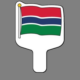 Custom Hand Held Fan W/ Full Color Flag Of Gambia, 7 1/2" W x 11" H