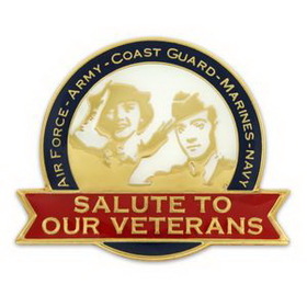 Blank Salute Our Veterans Pin, 1 1/4" H x 1 1/4" W