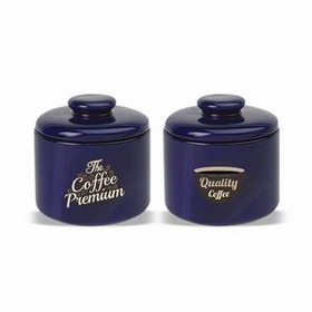 12 oz. Cobalt Blue Ceramic Jar with Lid, Custom Mason Jar, Printed Mason Jar, Logo Jar, 3.5" H x 3.75" Diameter x 3.75" Diameter
