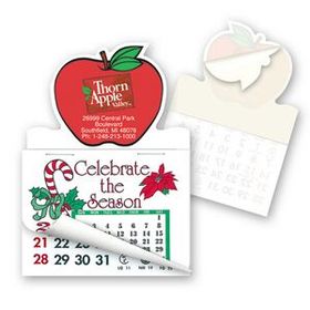 Apple Shape Custom Printed Calendar Pad Sticker With Tear Away Calendar, 4" L X 3" W