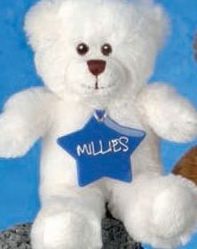 Custom 7" White Smitty Bear Stuffed Animal