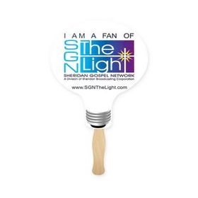 Custom Light Bulb Shape Single HAND FAN, 8" W x 8" H