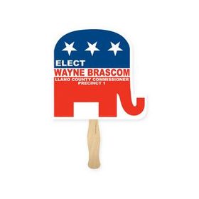 Custom Republican Elephant Shape Single HAND FAN, 8" W x 8" H
