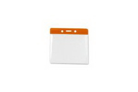 Custom Horizontal Top Load Color Bar Badge Holder 4.38"x3.75" - Orange