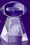 Custom Large Clear Optical Crystal Football Award w/ Tall Base, 5