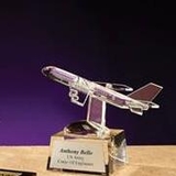 Custom Optical Crystal 747 Jet Airplane Award w/ Base (5"x6")