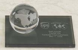 Custom Glass Clear World Globe Award w/ Marble Base (3