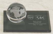 Custom Glass Clear World Globe Award w/ Marble Base (3")