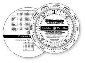 Custom .020 White Plastic Wheel Calculator Perpetual Calendar & Scheduling (4.25" dia.)