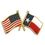 Blank Texas & Usa Crossed Flag Pin, 1 1/8" W, Price/piece