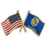 Blank Oklahoma & Usa Crossed Flag Pin, 1 1/8