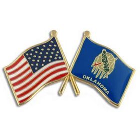 Blank Oklahoma & Usa Crossed Flag Pin, 1 1/8" W