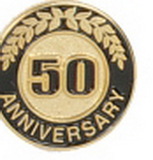Custom 50 Years Anniversary Round Stock Die Struck Pin