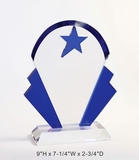 Custom Blue Star Crown optical crystal award trophy. 9