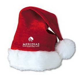 Custom Imprinted Velvet Santa Hat w/ Plush Trim