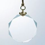 Custom Elegant Gem-Cut Optical Crystal Ornament - Octagon (Screened), 3