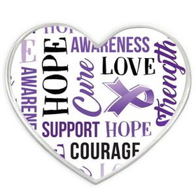 Blank Purple Heart Awareness Words Pin, 1" W x 7/8" H