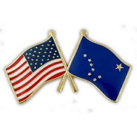 Blank Alaska & Usa Flag Pin, 1 1/8" W
