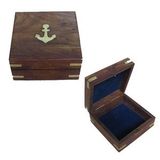 Custom Nautical Teak Wood Box, 2.75