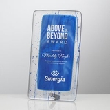 Custom Sapphire Fusion Art Glass Award with Peg Easel, 4 1/2
