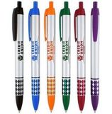 Custom Silver USA Collection Pen with Colored Clip & Argyle Design Grip