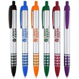 Custom Silver USA Collection Pen with Colored Clip & Argyle Design Grip