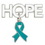 Blank Hope Pin with Teal Ribbon Charm, 1 1/4" W x 1 1/4" H, Price/piece