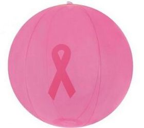 Custom 16" Inflatable Transparent Beach Ball W/ Pink Ribbon Imprint
