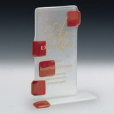 Custom Abacus Art Glass Award w/ Tangerine Orange Accent, 10 1/4