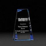 Custom Blue Topaz Acrylic Award w/ Ice Blue Mirrored Reflector (7