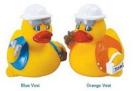 Custom Rubber Safety Construction Duck, 3 1/2" L x 3 1/2" W x 3 5/8" H