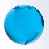 Custom Blue Optic Crystal Globe Paperweight, 3