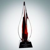 Custom Art Glass Black Contemporary Award w/Black Crystal Base, 16 7/8